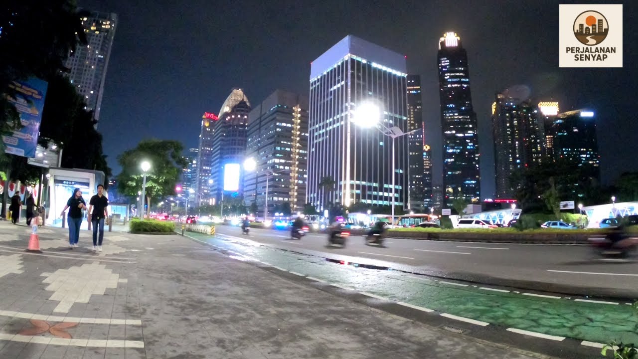 Walking Tour | Jl Sudirman Jakarta Waktu Malam | Real Sound
