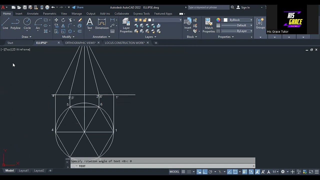 AutoCAD - Auxiliary Plan of an Hexagonal Pyramid