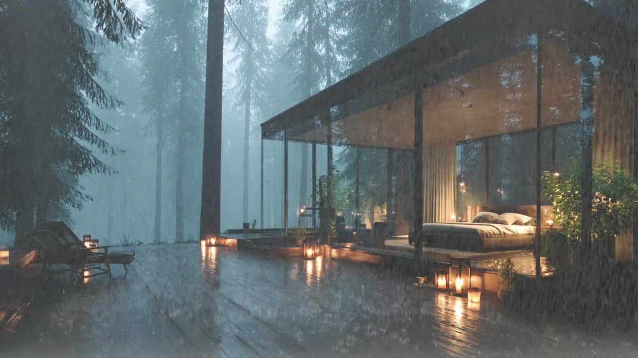 Nonstop Heavy Rain in Forest | Natural White Noise for Sleeping