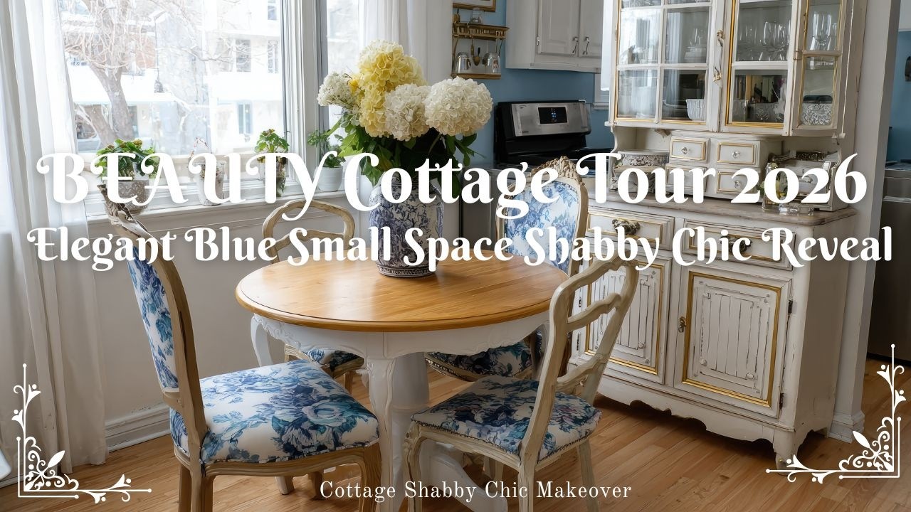 BEAUTY Cottage Tour 2026 Makeover | Elegant Blue Small Space Shabby Chic Reveal