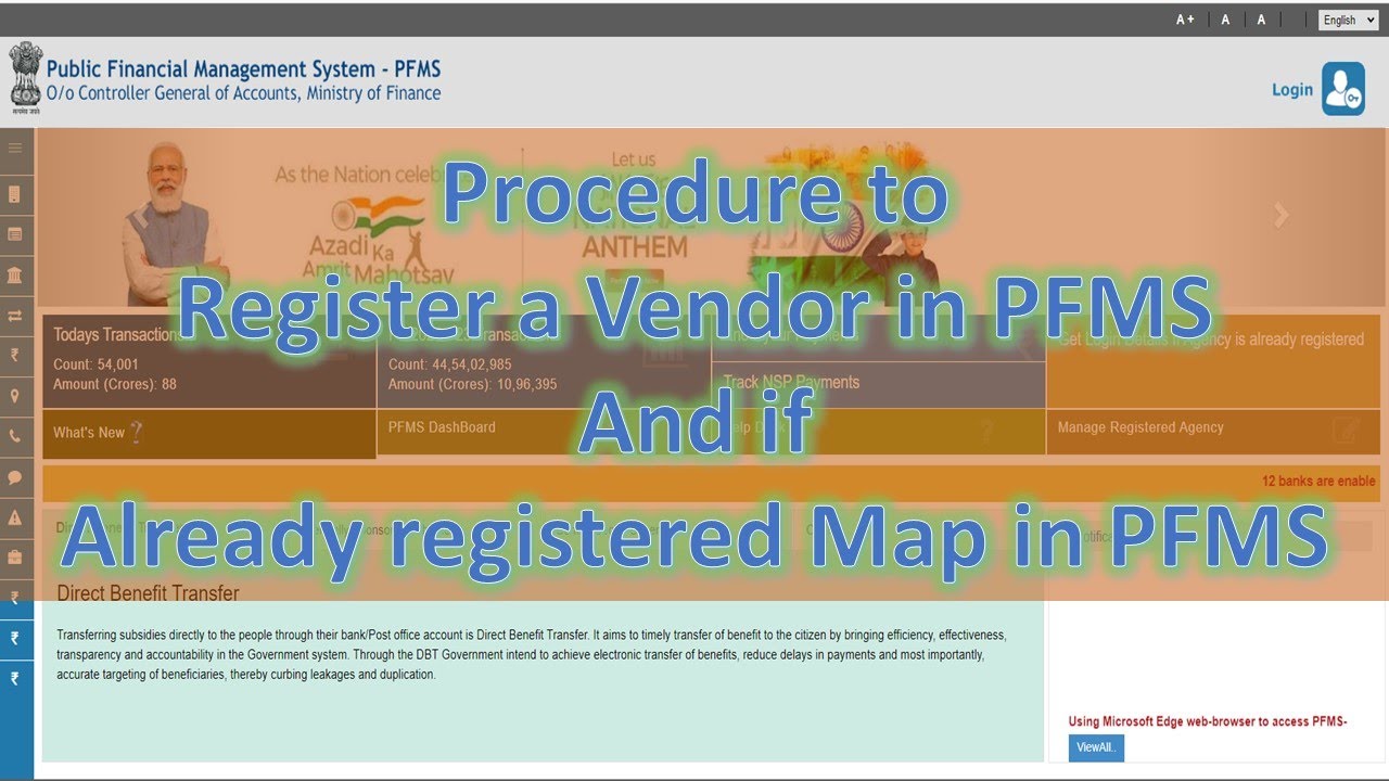 Procedure to Register a Vendor in PFMS and If Already Registered then How to Map..