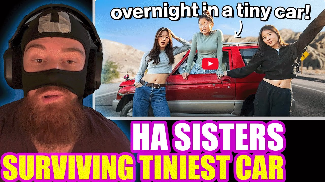 HA SISTERS SURVIVING THE WORLD'S TINIEST CAR FOR 24 HOURS... (Erica's lower lip)