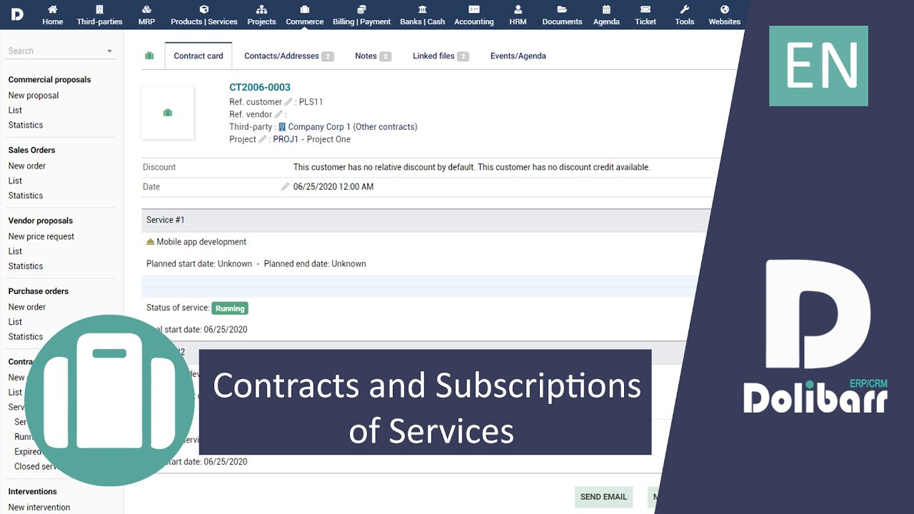 Tutorial 8 - EN - Contracts and subscriptions of services in Dolibarr ERP CRM