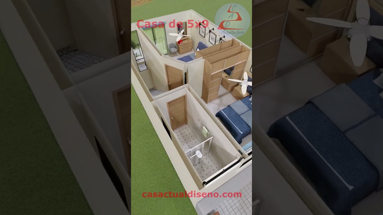 PLANO de CASA PEQUE&Ntilde;A  5x9 metros 2 Pisos #casa #casasecologicas #arquitectura