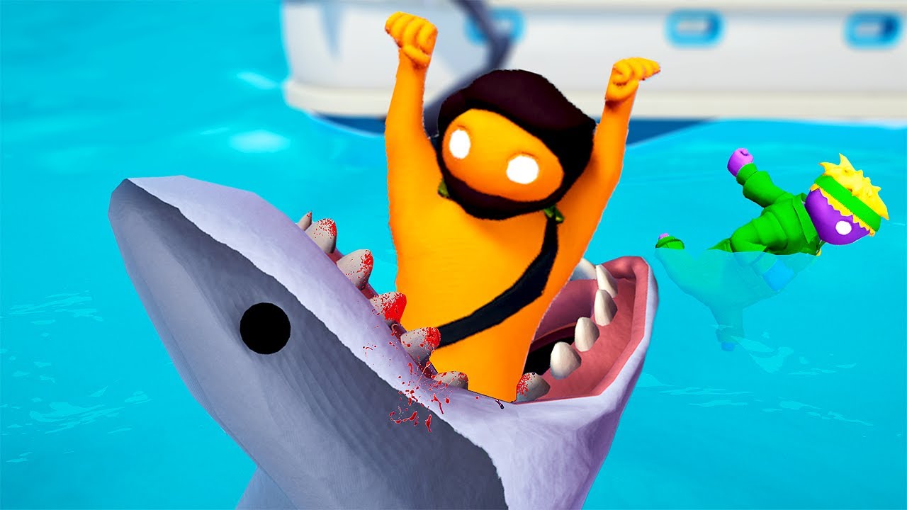 Мы попытались поймать акулу — Gang Beasts (смешные моменты)