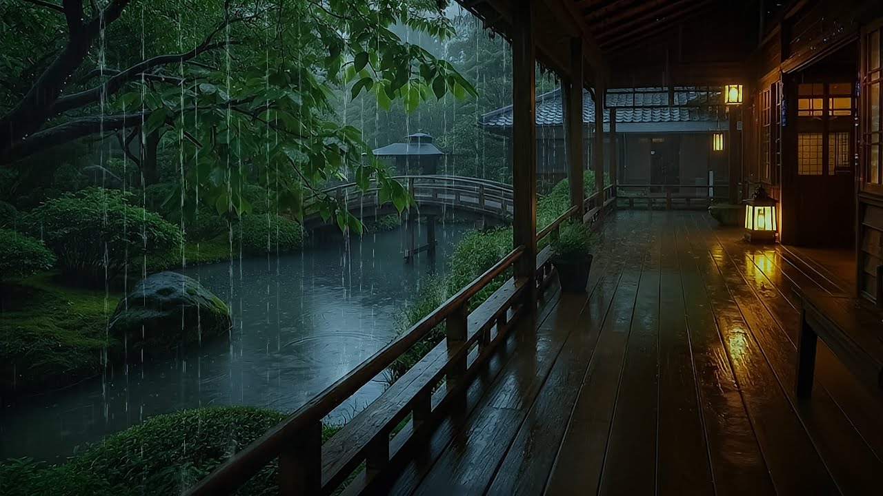 🌧️ Soft Rainfall on a Wooden Cabin by Forest Lake | Deep Sleep ASMR Forest Rain