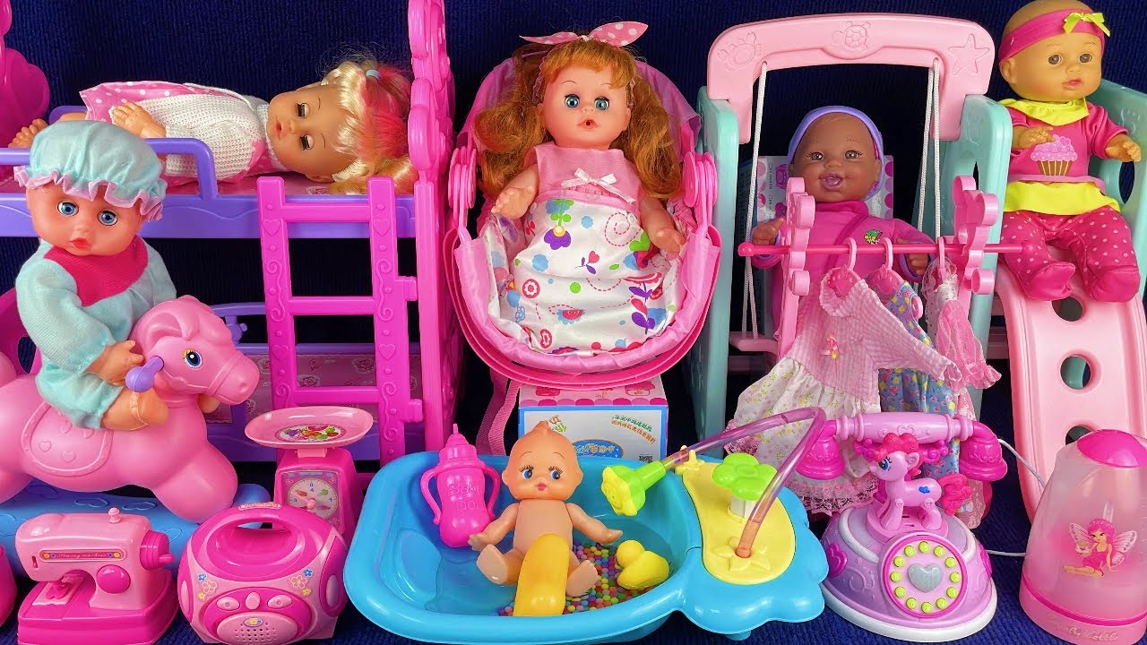 10 Minutes Satisfying with Unboxing Doll Bed & Slide Toys Play Set Review | ASMR 