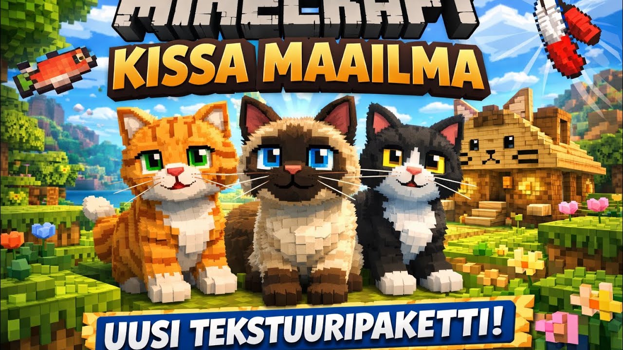 Minecraft kissamaailma UUSI  TEKSTUURIPAKETTI 🐱