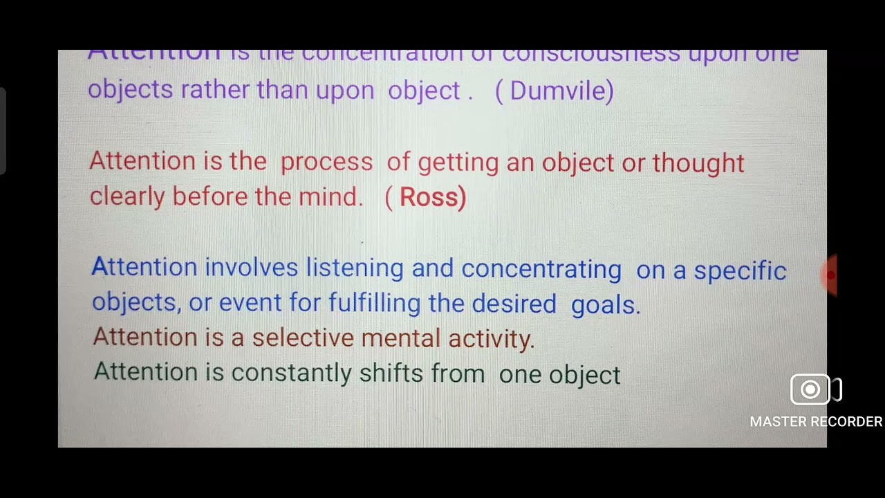 ATTENTION Definition(Explained in Hindi) Psychology 