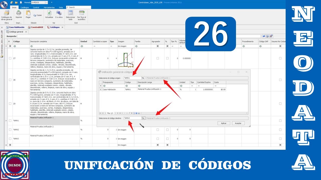 Unificación de Códigos en Neodata 2021