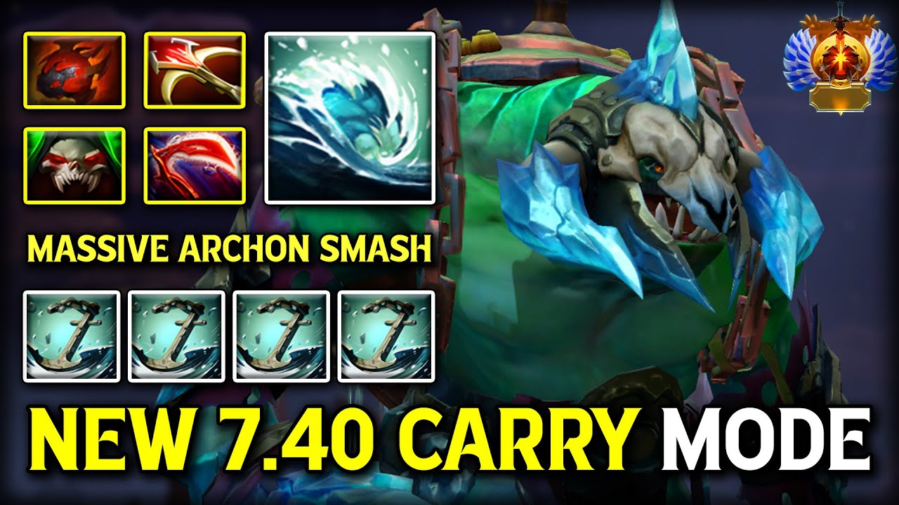 WTF NEW 7.40 CARRY MODE TIDEHUNTER | Massive Archon Smash With Desolator + Daedalus Build DotA 2