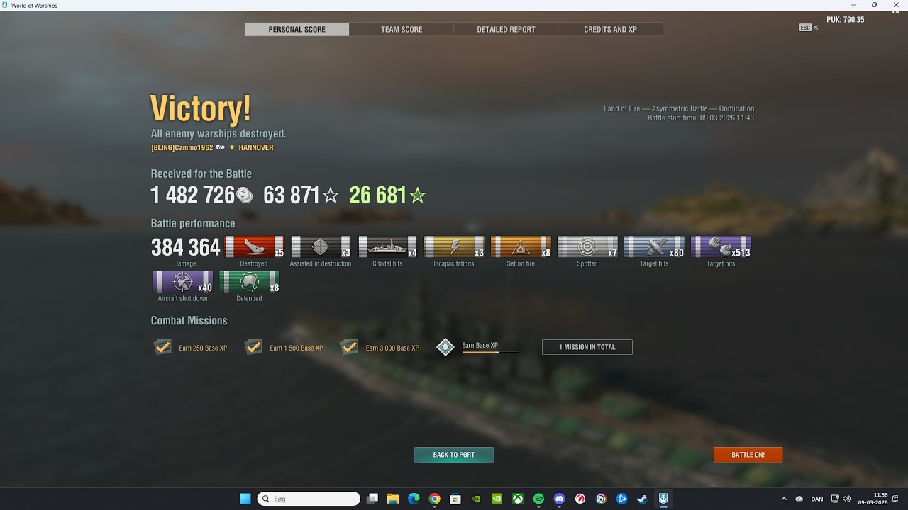 The Hannover molesting the enemy on Land of Fire in Asymmetric Battle