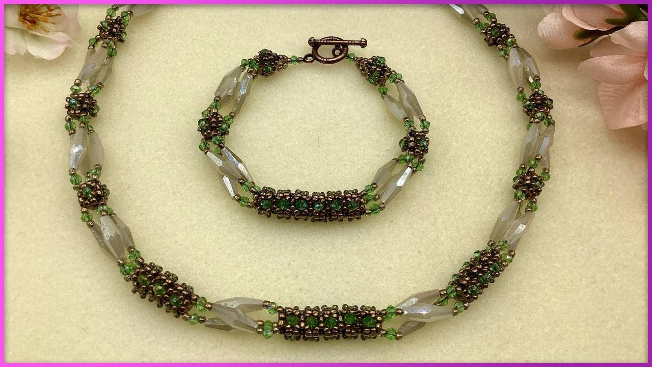 3 Sided Prismatic Right Angle Weave Necklace & Bracelet Set