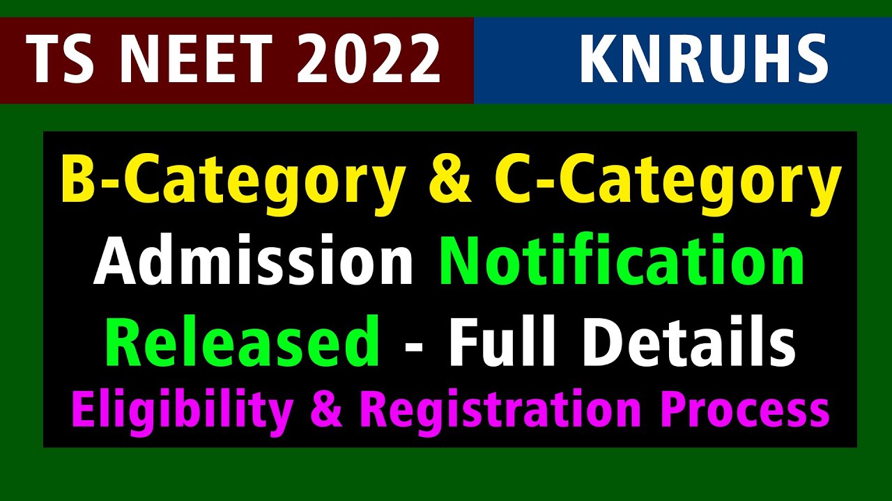 TS NEET UG 2022 Counselling Notification for Management Quota Seats B-Category & C-Category (NRI)