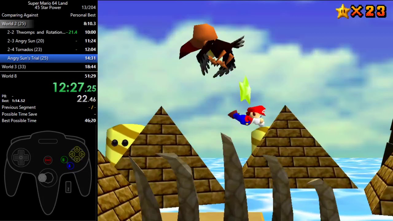 Super Mario 64 Land 45 Star Power Speedrun in 49:30