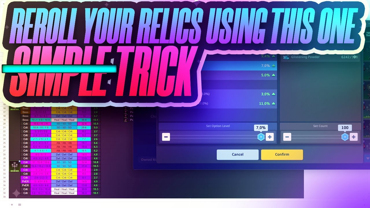 [GT] Lullehツ - GUIDE: How to reroll Relics for maximum efficiency!