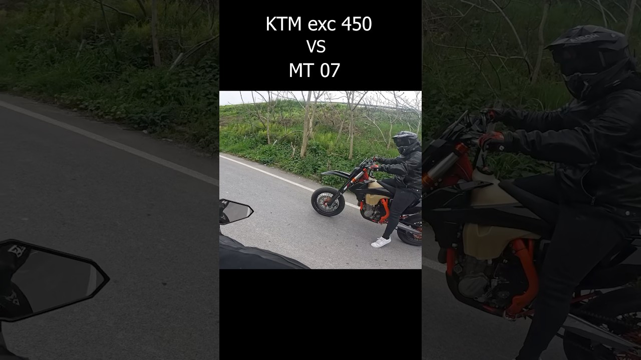 KTM exc 450 vs MT07😱