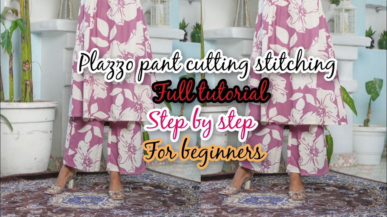 Women plazzo pant with easy pocket cutting & Stitching|| pocket wali pant cutting stitching