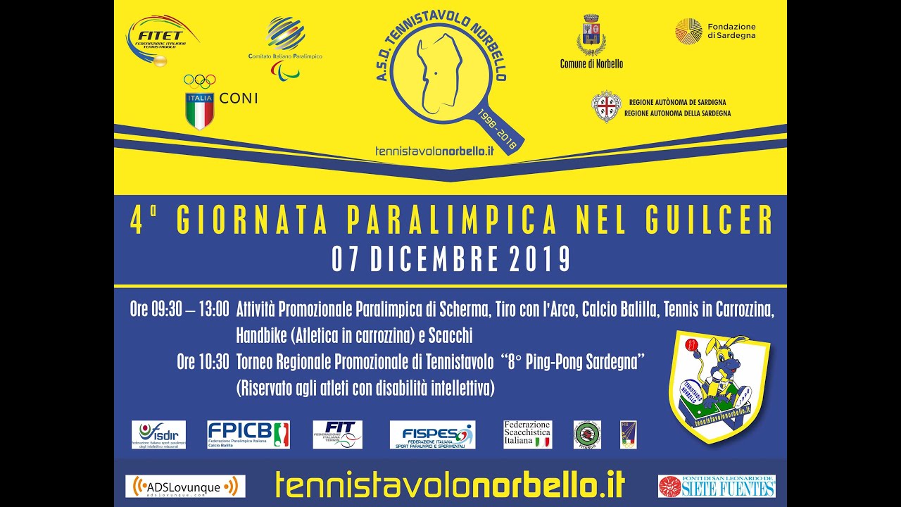 4ª Giornata Paralimpica nel Guilcer - Norbello 07 Dic. 2019