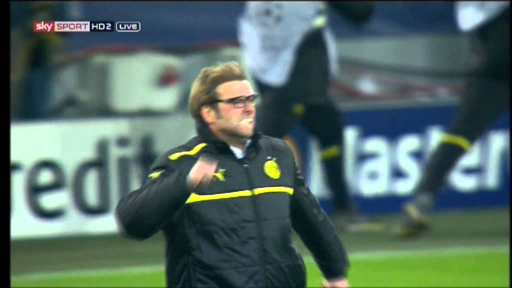 Borussia Dortmund 3-2 Malaga | Jurgen Klopp celebration after wining goal