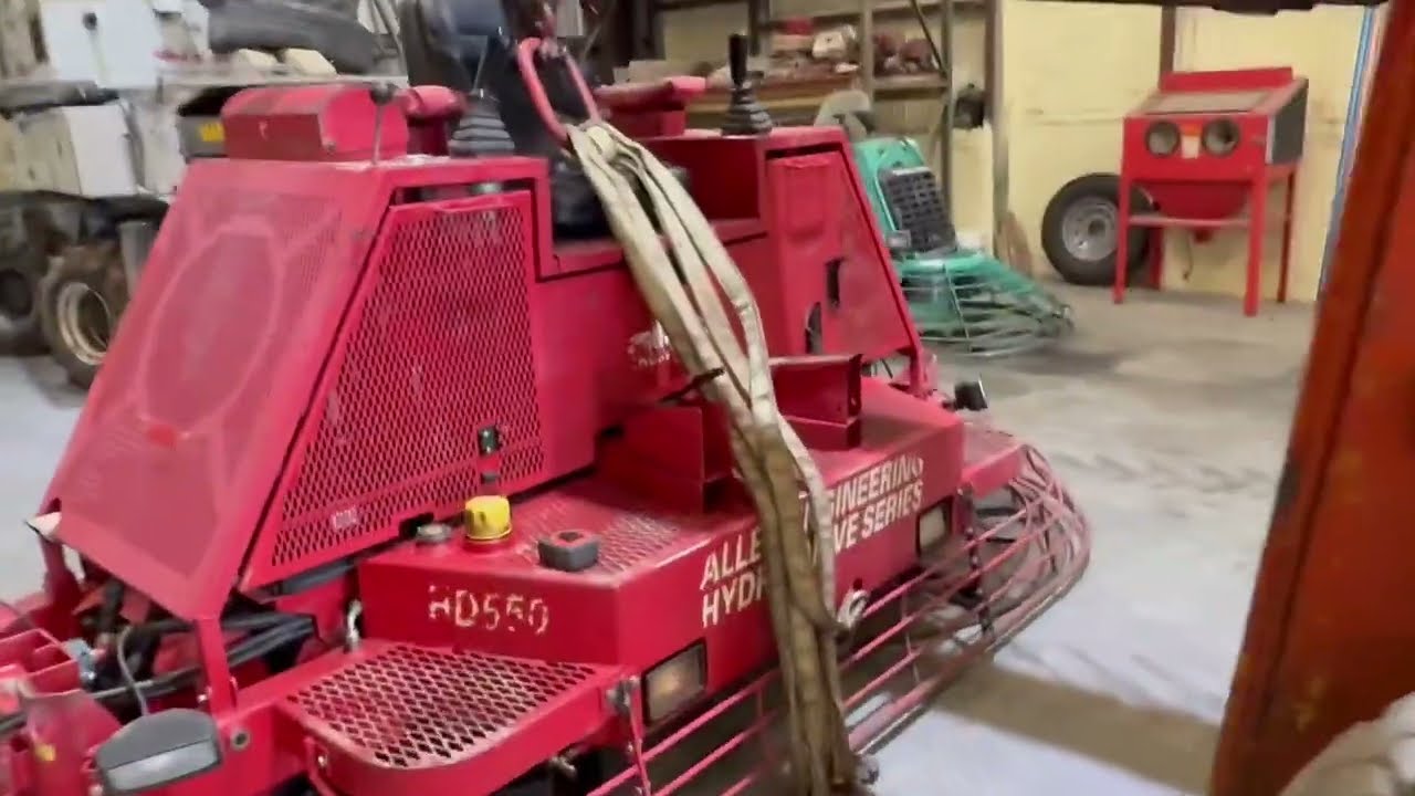 Lift jigs for Allen he 550 and small concrete ride on trowel machines explaining