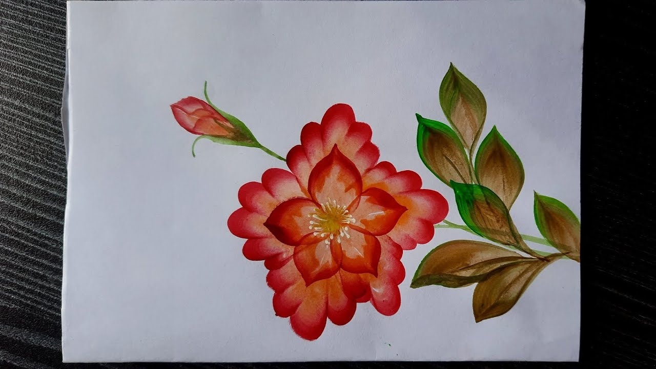 Beautiful flower painting//easy onestroke flower wocol painting #watercolor #video 