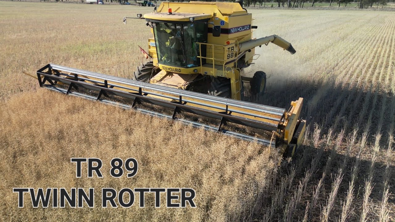 video of new holland TR 98 twin rotor harvesting canola on the 31/11/23