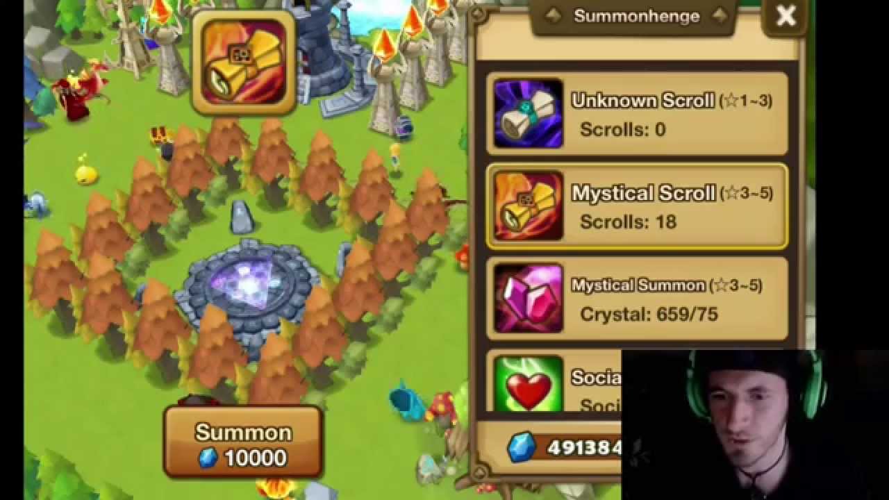 SUMMONERS WAR : 18 mystical scroll openings plus evolving light bearman
