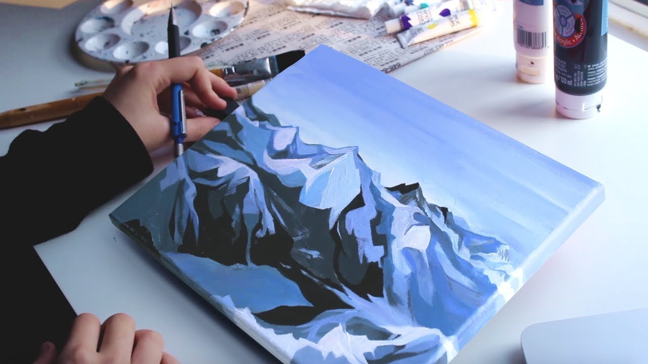 snowy mountains (acrylic speedpaint)