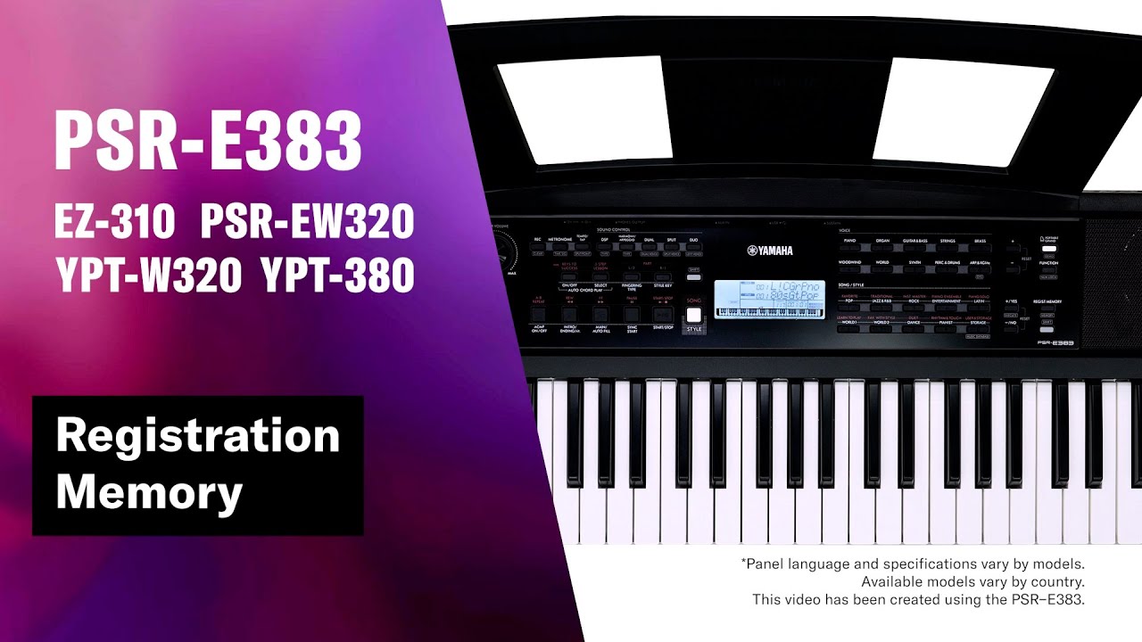 Видеоурок №11 по портативной клавиатуре Yamaha PSR-E383 / YPT-380 — Память регистраций