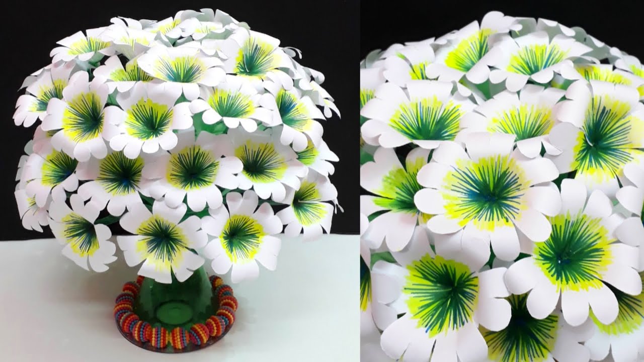 DIY-Paper flower Bouquet made with Empty Plastic bottle|DIY-Paper flowers Guldasta making idea