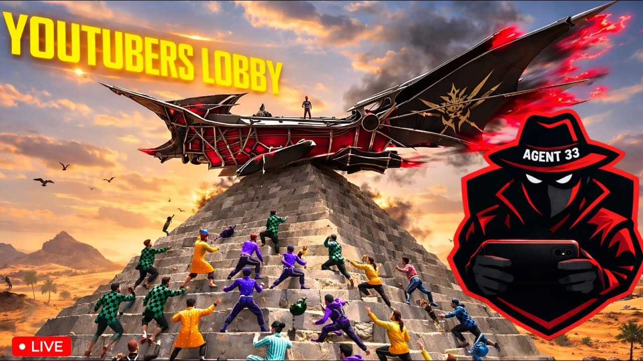 🔴[Live] Playing in Youtubers Lobby🗿😁 - Free Fire Live !! Agent33 Live