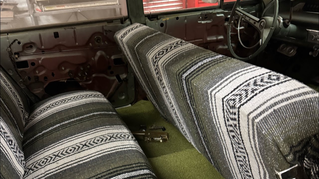 Recovering seats, installing carpet and polishing interior trim in my 63 impala project.