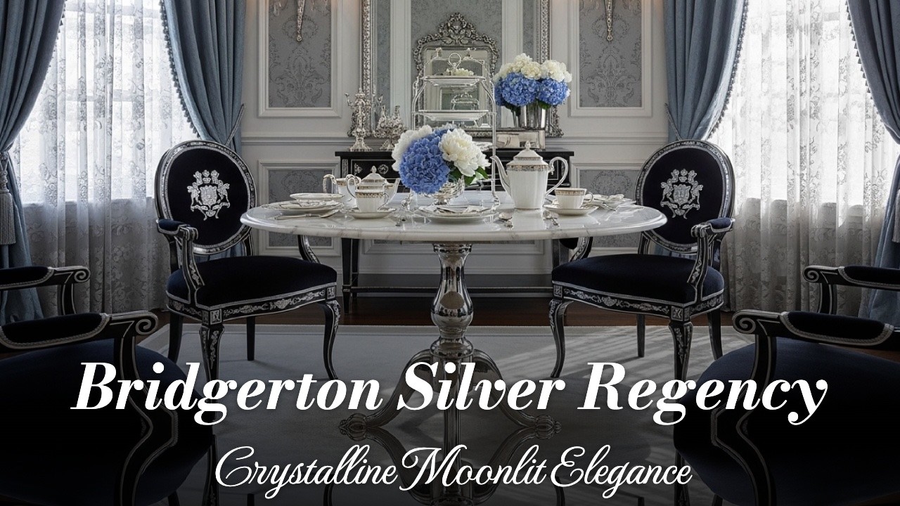 Bridgerton Silver Regency Interior Design, A Crystalline Home Tour of Moonlit Elegance.