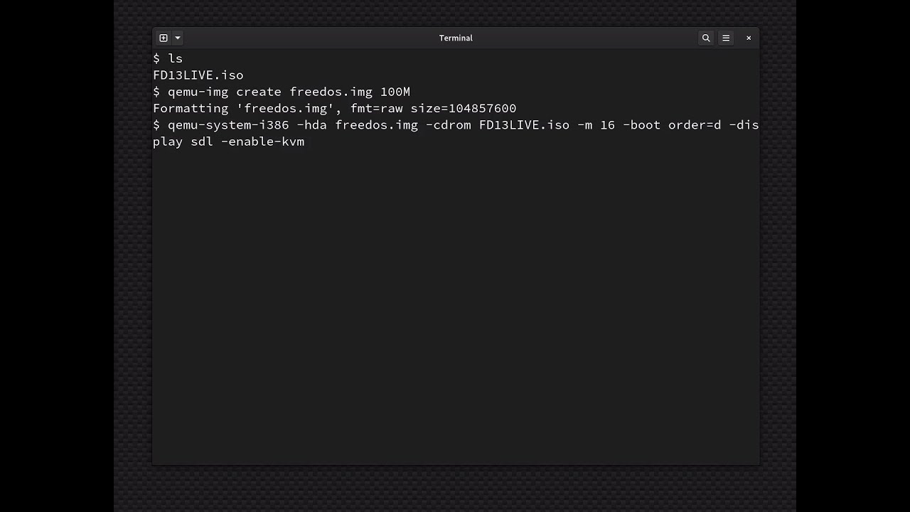 Как установить FreeDOS с помощью QEMU