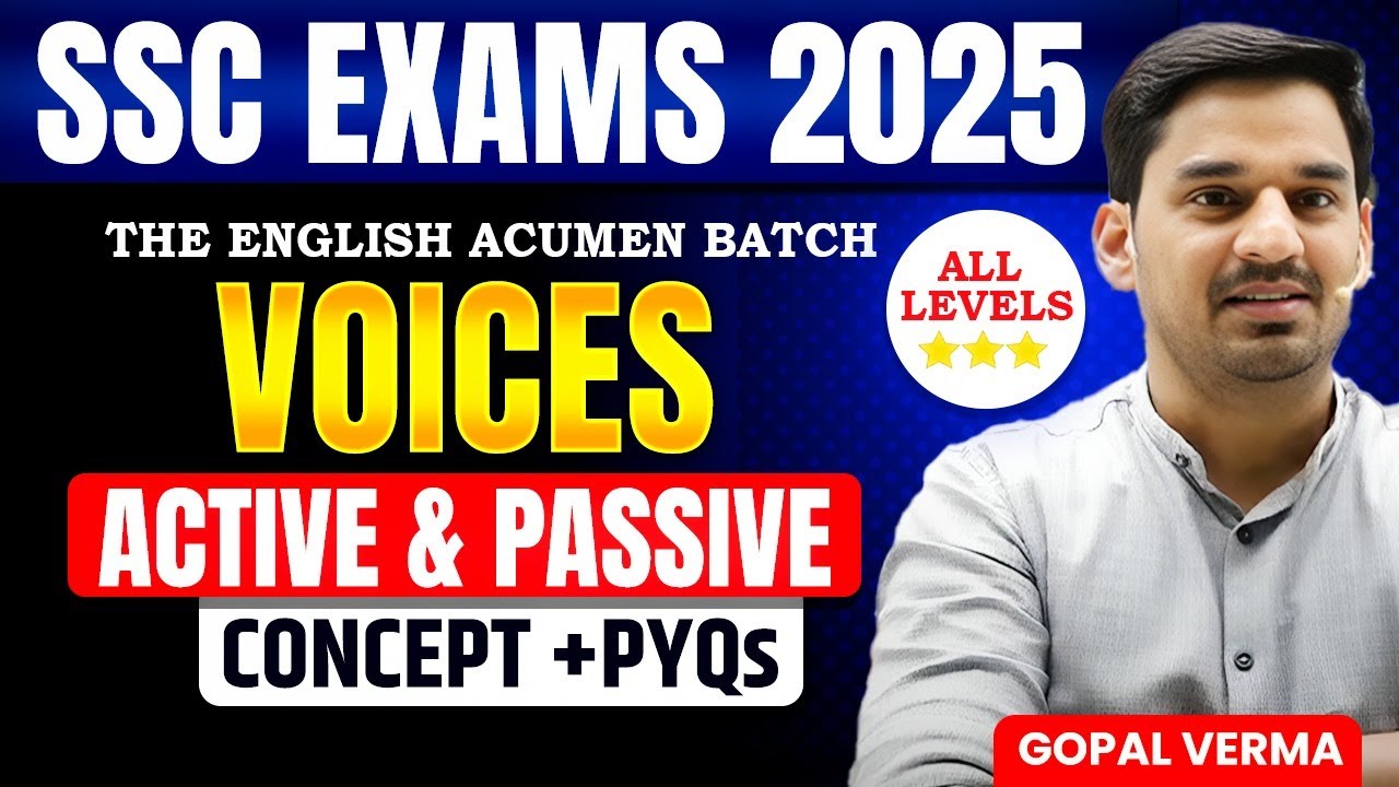 Voice | Active and Passive voice | SSC CGL English | English by Gopal Verma Sir #ssc #ssccgl
