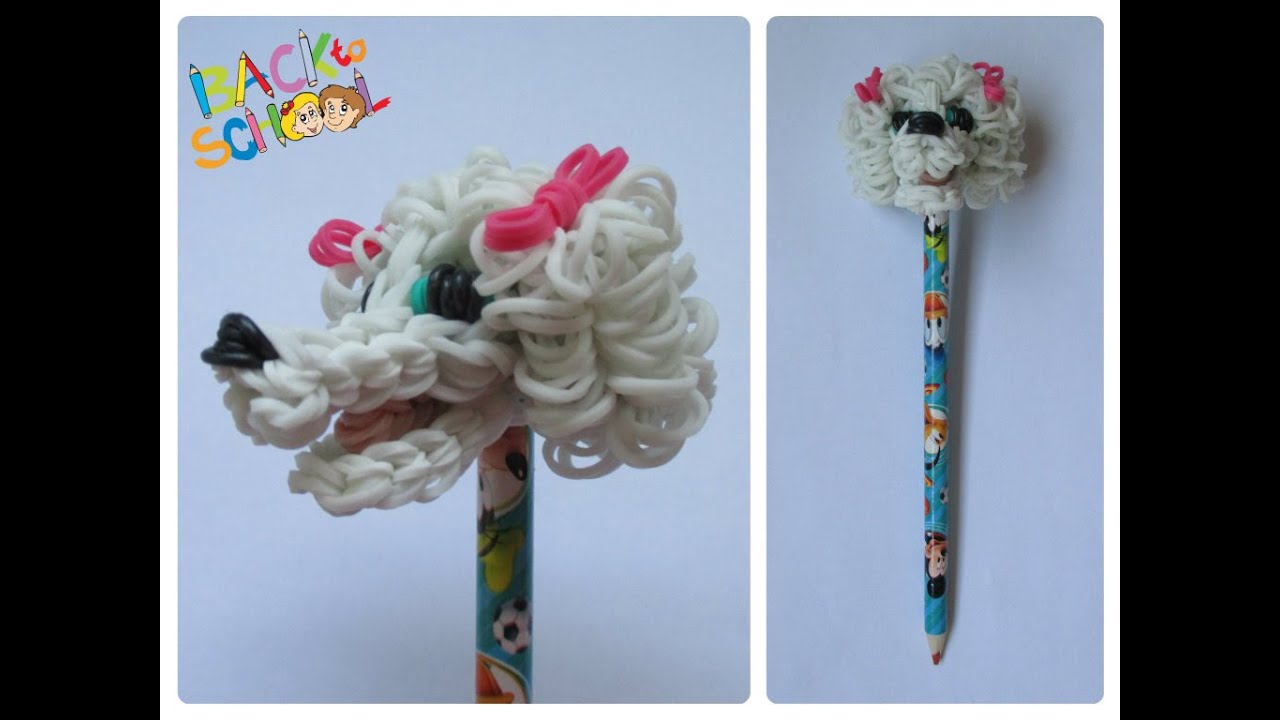 DIY Rainbow Loom poodle pencil topper Loombicious