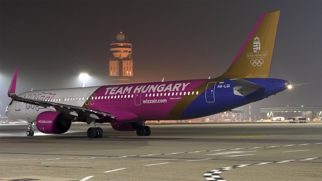 Night Pushback & Close-up startup, Wizz Air 