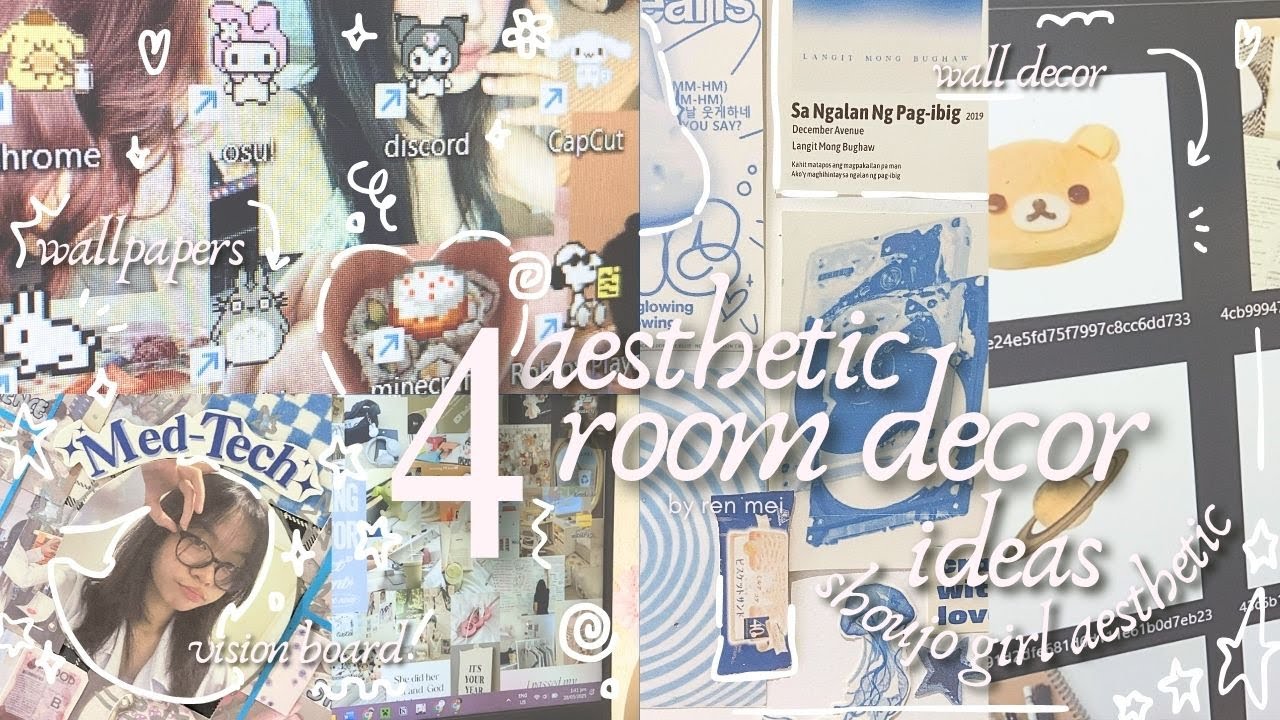 4 ways to make collages and make your room aesthetic !!🪼࿔*: easy way to decorate your room/setup ⋆˙⟡