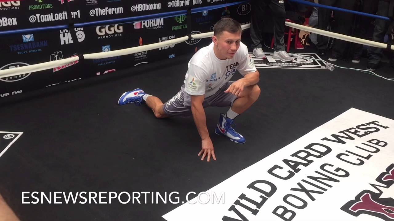 GENNADY GOLOVKIN STRETCHING OUT & LOOSENING UP READY FOR APRIL 23rd - EsNews Boxing