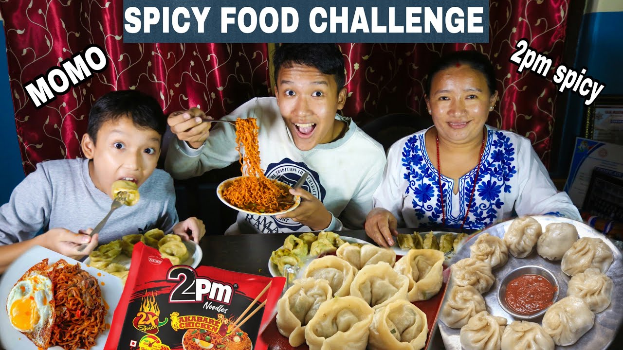 SPICY FOOD CHALLENGE//MOMO AND 2PM NOODLES//PG_VLOGS