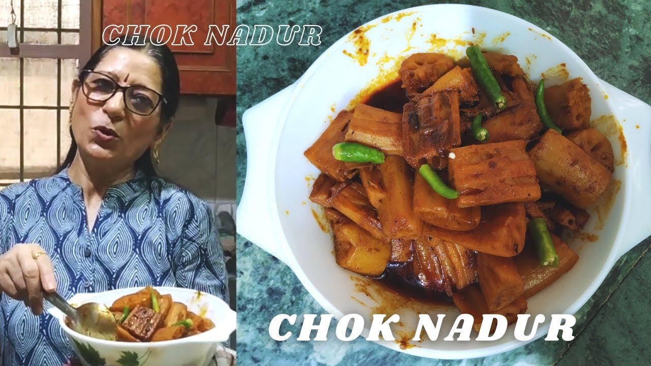 Kashmiri Chok Nadur | Sour Lotus Stem Curry | Lotus Stem Curry