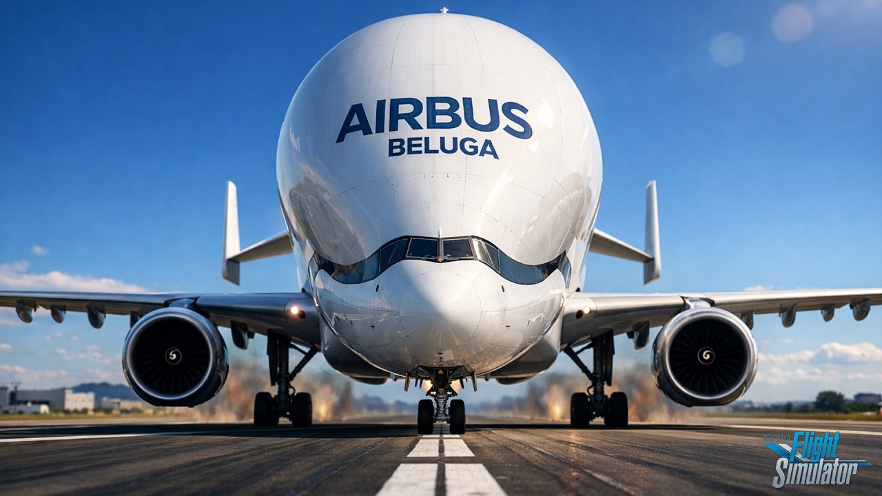 World’s Strangest Aircraft? Beluga Powerful Takeoff from Runway