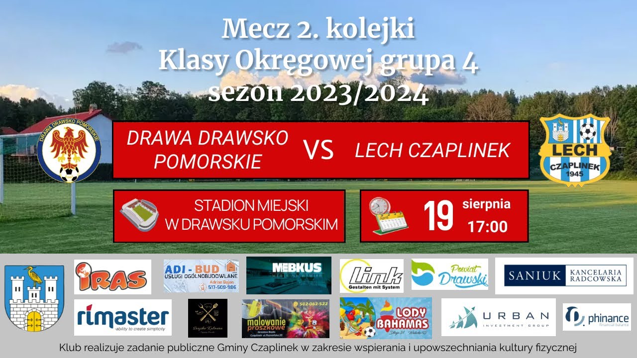 Drawa Drawsko Pomorskie - Lech Czaplinek 1:2 - 19.08.2023 (skrót)