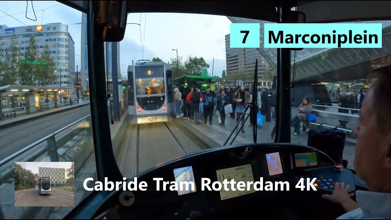 4K Cabride Tram Rotterdam | Line 7| With Dashboardview| To Marconiplein| Alstom Citadis