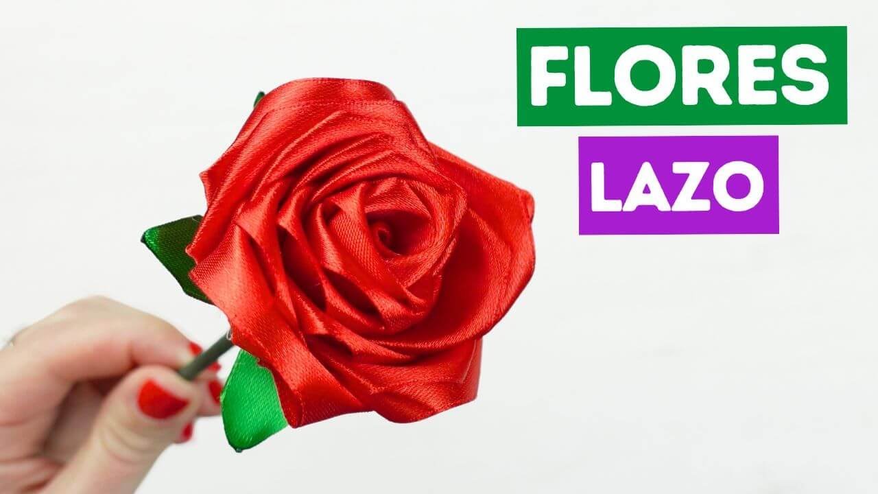 🌹 Como hacer flores de list&oacute;n o cinta f&aacute;ciles y bonitas