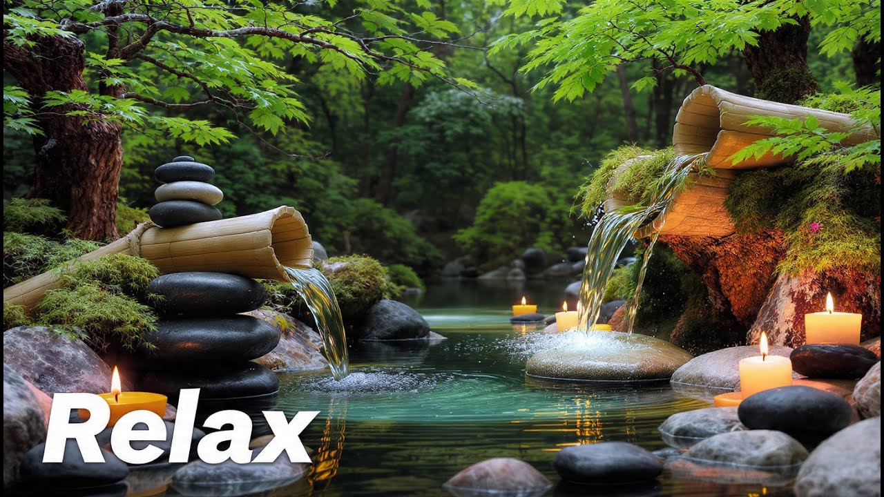 Calming Water Fountain Ambience and Gentle Piano for Better Sleep | LIVE