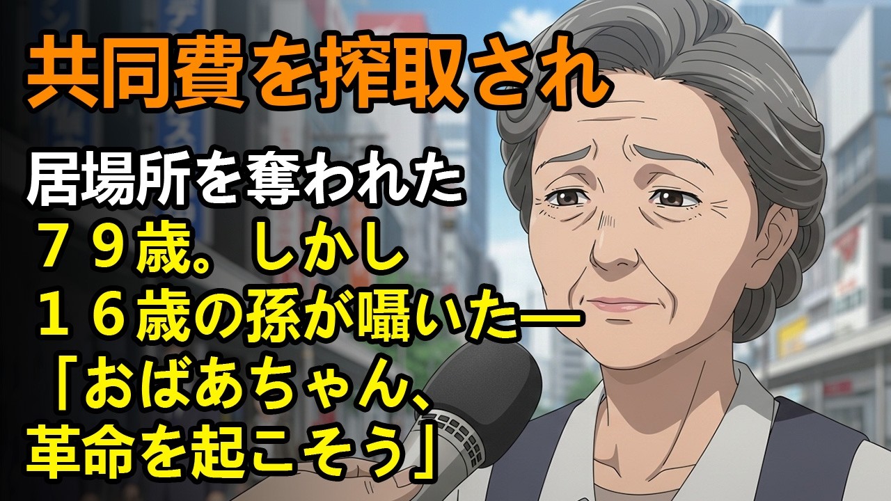 共同費を搾取され、居場所を奪われた79歳。しかし16歳の孫が囁いた—「おばあちゃん、革命を起こそう」