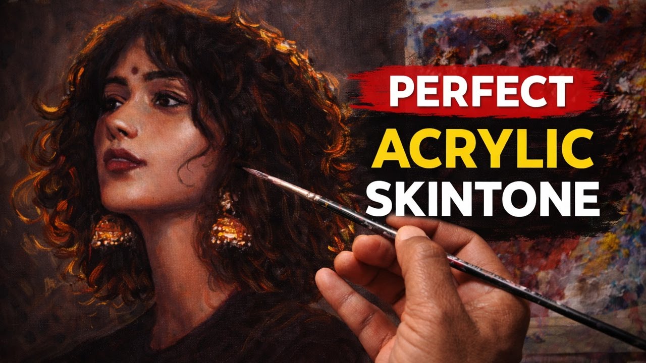 How to Blend PERFECT Skin Tone in Acrylic | Realistic Portrait Painting by Debojyoti Boruah