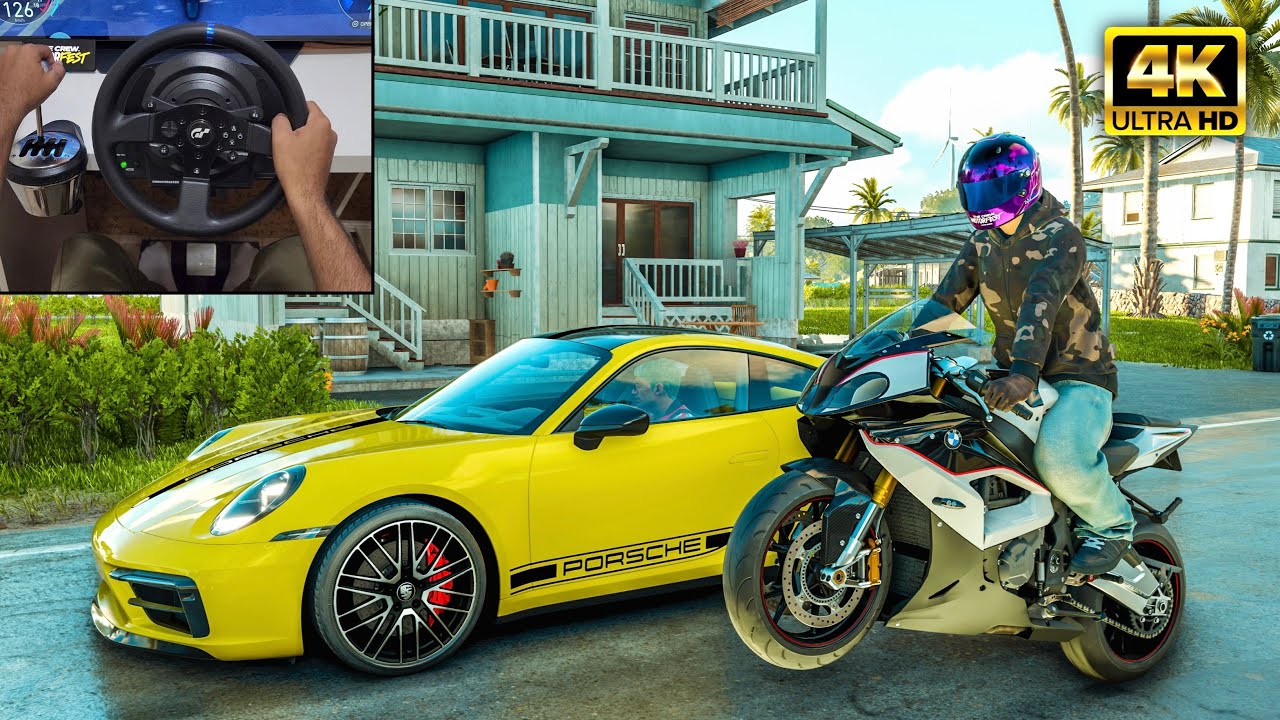 BMW S1000RR & Porsche 911 Carrera 4S | The Crew Motorfest | Thrustmaster T300RS gameplay